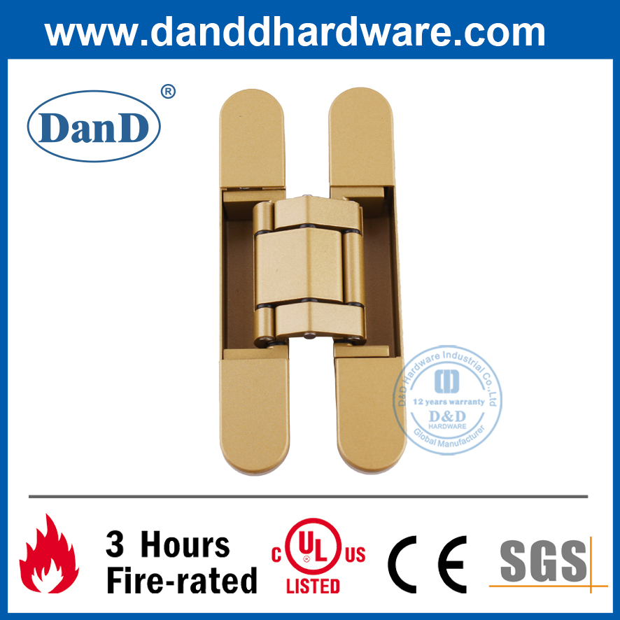 Aleación de zinc Golden pintada 3D Ajuste de la puerta oculta Hinge-DDCH008-G40