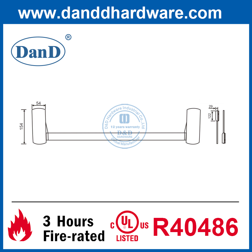 Dispositivo de salida de pánico de barra transversal SS304 para Fire Escape Door-DDPD022